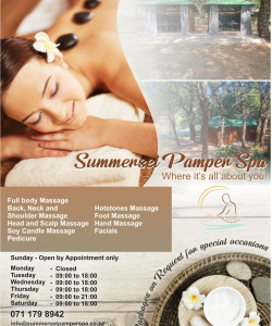 Flyer (A4) design for Summerset Pamper Spa