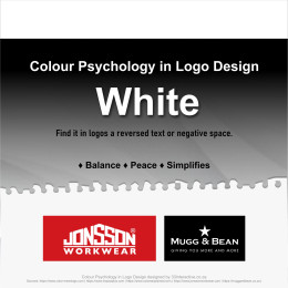 White - Colour Psychology in Logo Design designed by 33 Interactive - Graphic Design ft. Jonsson Workwear and Mugg & Bean
